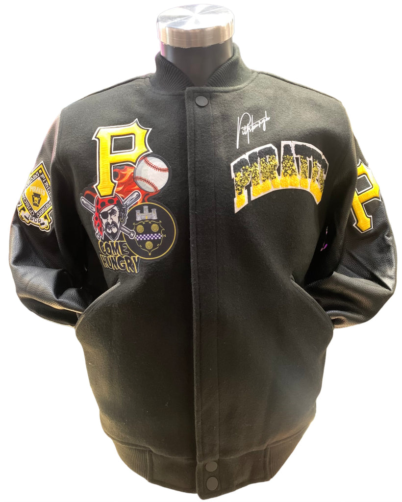 Maker of Jacket Fashion Jackets Pittsburgh Pirates MLB Black Varsity